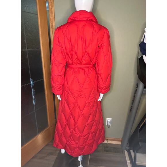 Vintage Lands' End Goose Down Quilted Thick Long Robe Red Bathrobe Full Length M - Picture 7 of 13